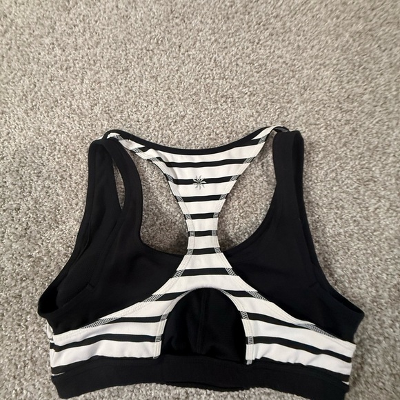 Athleta black white Striped Racerback Sports Bra – Size Medium - Picture 4 of 5